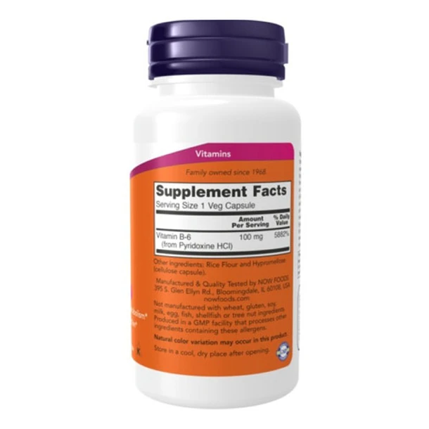 Now Foods - Vitamina B-6 100mg 100 Caps  2