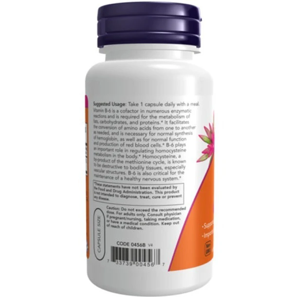 Now Foods - Vitamina B-6 100mg 100 Caps  3