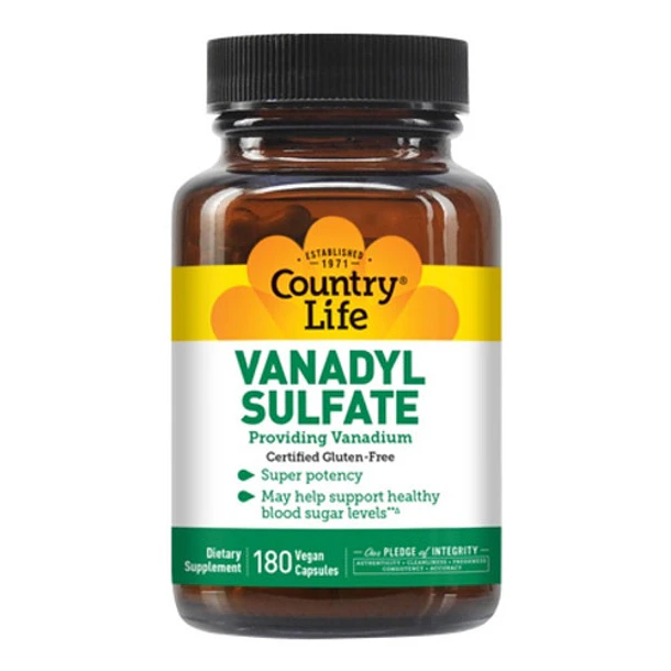Country Life, Vanadil Sulfato, 5000 Mcg, 180 Cápsulas 1