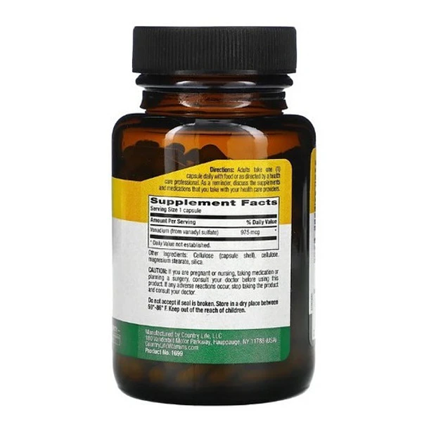 Country Life, Vanadil Sulfato, 5000 Mcg, 180 Cápsulas 2