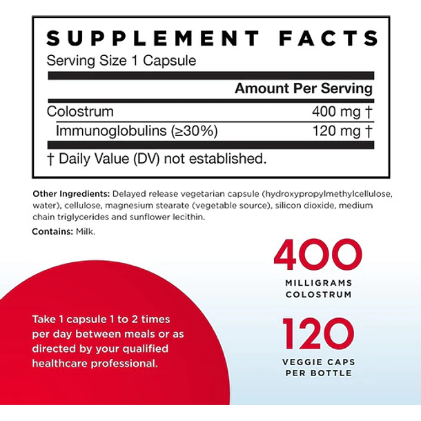 Jarrow Formulas - Colostro Prime Life 400mg 120caps 4