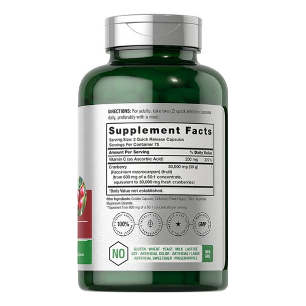 Horbaach - Cranberry 30,000mg + Vitamina C 150 Caps 2