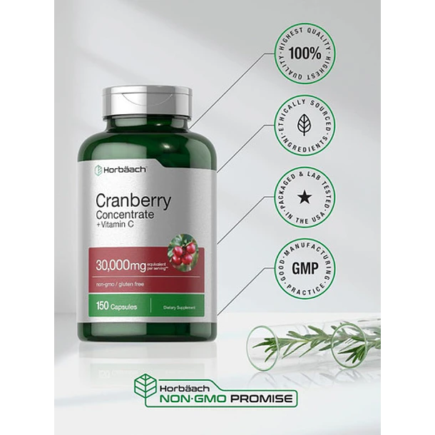 Horbaach - Cranberry 30,000mg + Vitamina C 150 Caps 3