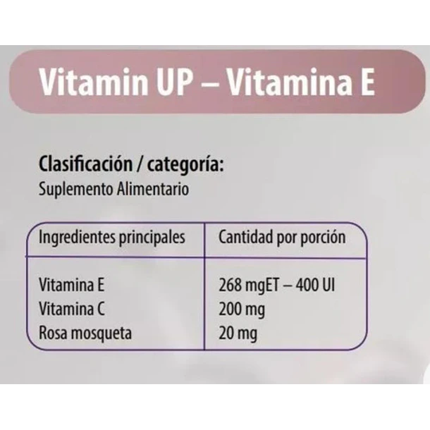 Vitamina E Beauty (60 Capsulas) Vitamin Up Sabor Sin Sabor 3