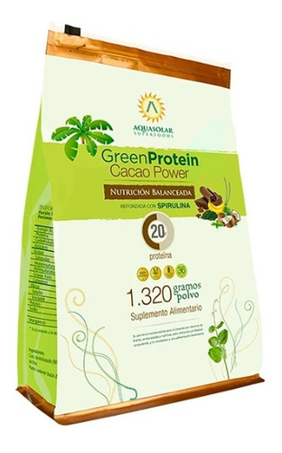Green Protein,  Aquasolar proteína vegana 600 gr,  Cacao