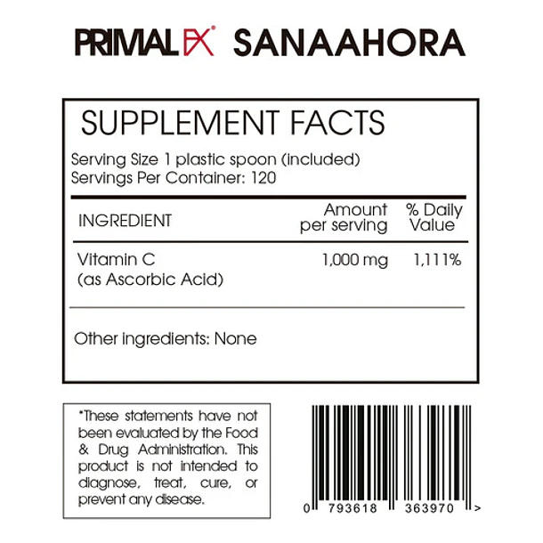 Primal Fx - Vitamina C En Polvo 240 Gr 4