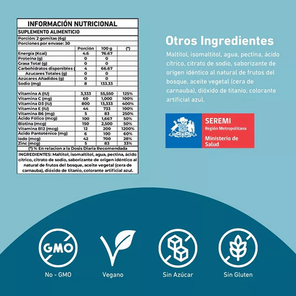 Eterna Nutrition - Biotina + Multivitamínico 120gomitas 3