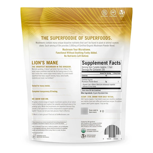 Mushroom Superfood - Melena De León Orgánico Polvo 200 Gr 3