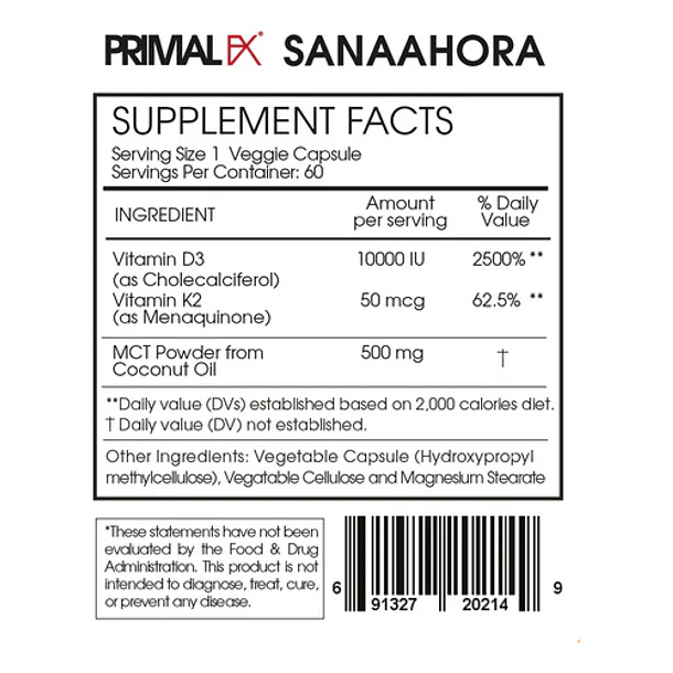 Vitamina D3 +mk4 - Primal Fx - Dr. Ludwig Johnson - 60caps 3