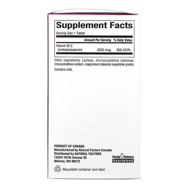 Natural Factors - B12 Methylcobalamin 5000mcg , 60tabl. 2