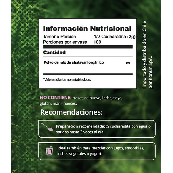 Shatavari 100%organico De La India-menopausia 200g 2