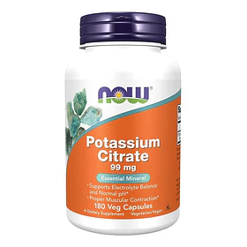 Citrato De Potasio Now, 180 Capsulas Vegetariano, Kosher.