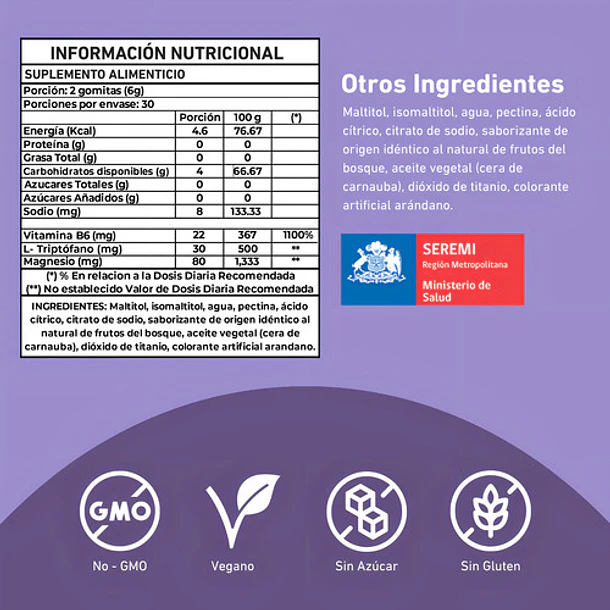 Gomitas Para Dormir Con L-triptófano (2 Meses) Sabor Berries 4