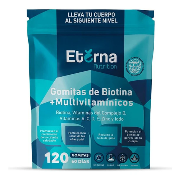 Gomitas Eterna Biotina + Multivitamínico (2 Meses) Sabor Berries 1