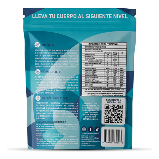 Gomitas Eterna Biotina + Multivitamínico (2 Meses) Sabor Berries 6