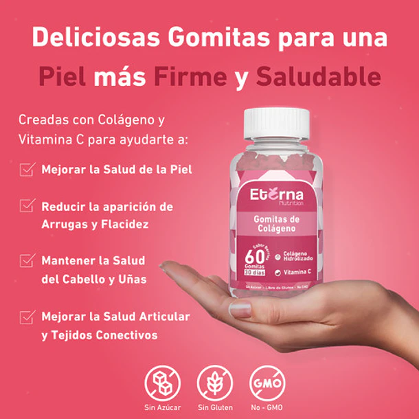 Eterna Nutrition - Colágeno + Vitamina C 120 Gomitas Sabor Berries 3