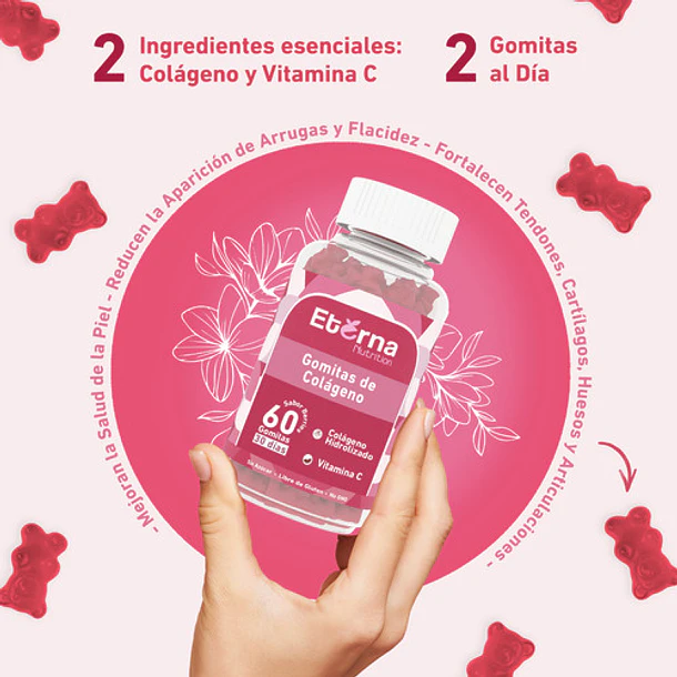 Eterna Nutrition - Colágeno + Vitamina C 120 Gomitas Sabor Berries 4