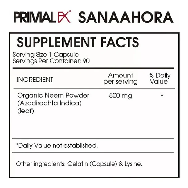 Primal Fx -  Azadirachta + Neem 500mg / 90 Capsulas  2