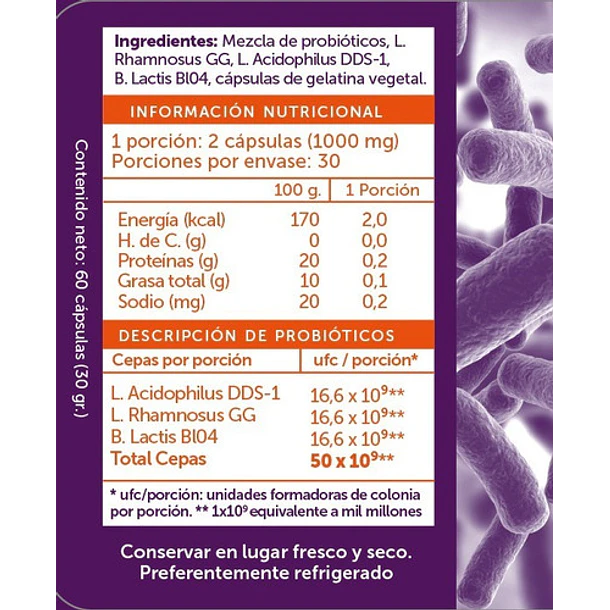 Wellplus Probiotico Plus 50billones 60 Capsulas 2