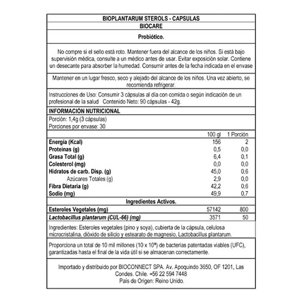 Biocare-  Bioplantarum Plus Sterols 90 Cápsulas 2