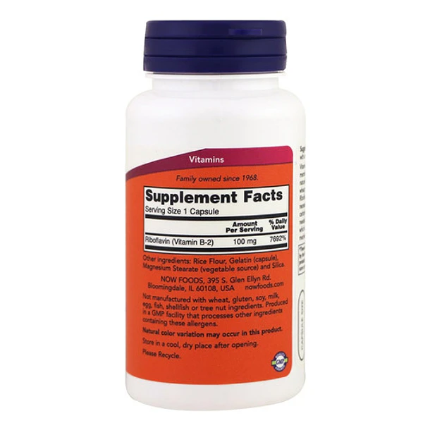 Now - B2 Riboflavina, 100 Mg, 100 Capsulas 2