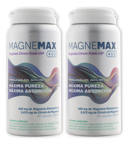 Magnemax (120 CAPS) Citrato de Magnesio grado USP