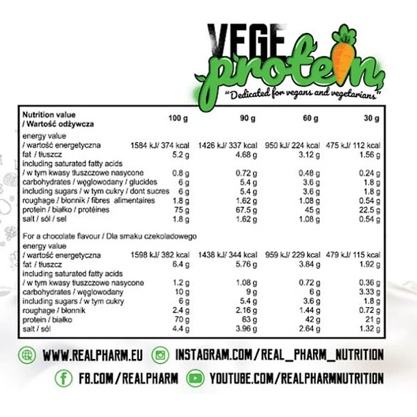 Real Pharm- Vegeprotein (proteína Vegetal) 600gr 2