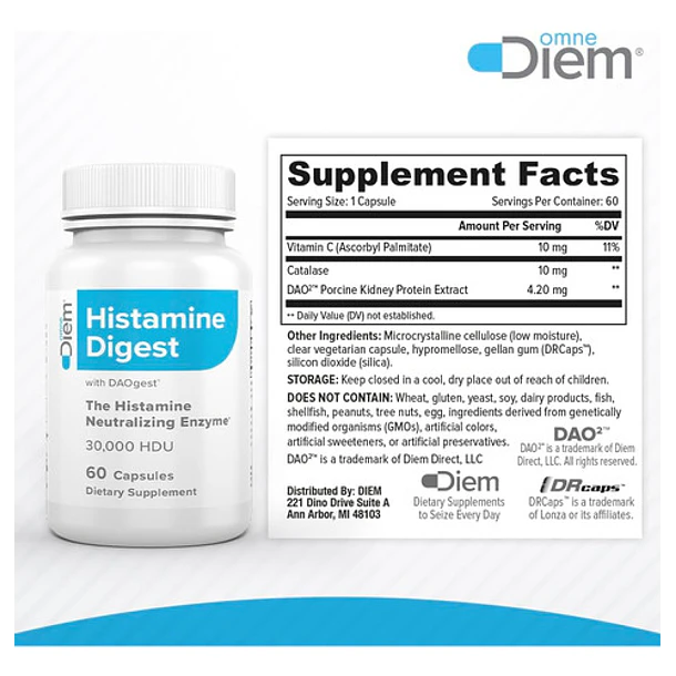 Histamina Digestiva Dao 20,000 Hdu - 60 Caps Neutralizante 2