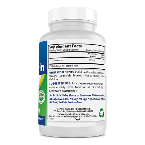 Best Naturals - Lactoferrina 250 Mg 60 Cápsula 2