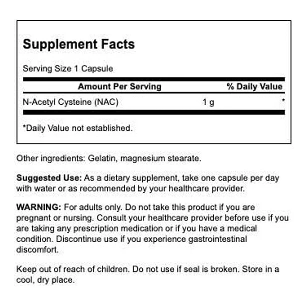 Swanson Nac N-acetilcisteína Reforzado Con 1000 Mg X 60 Caps 2