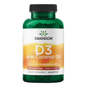 Swanson - D3 5000ui Con Aceite De Coco (60 Caps) Sabor N/a