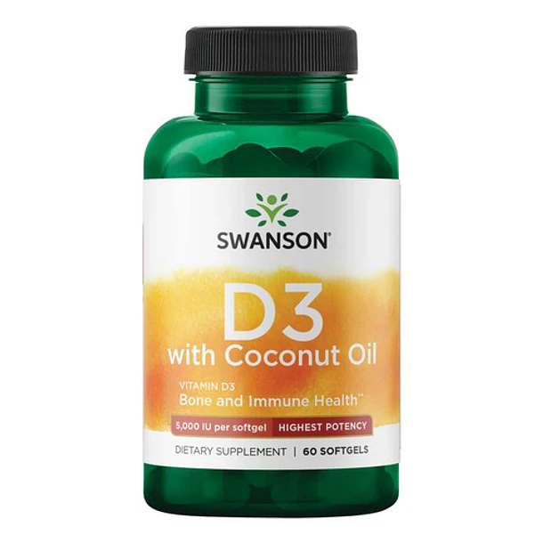 Swanson - D3 5000ui Con Aceite De Coco (60 Caps) Sabor N/a