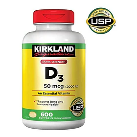 Vitamina D3 50mcg 2,000iu Ayuda Corazon Huesos 600 Softgels