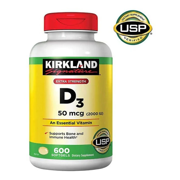Vitamina D3 50mcg 2,000iu Ayuda Corazon Huesos 600 Softgels 1