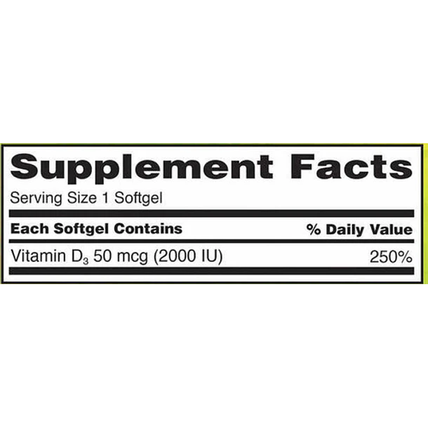 Vitamina D3 50mcg 2,000iu Ayuda Corazon Huesos 600 Softgels 3