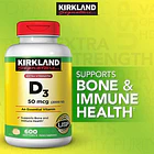 Vitamina D3 50mcg 2,000iu Ayuda Corazon Huesos 600 Softgels 4
