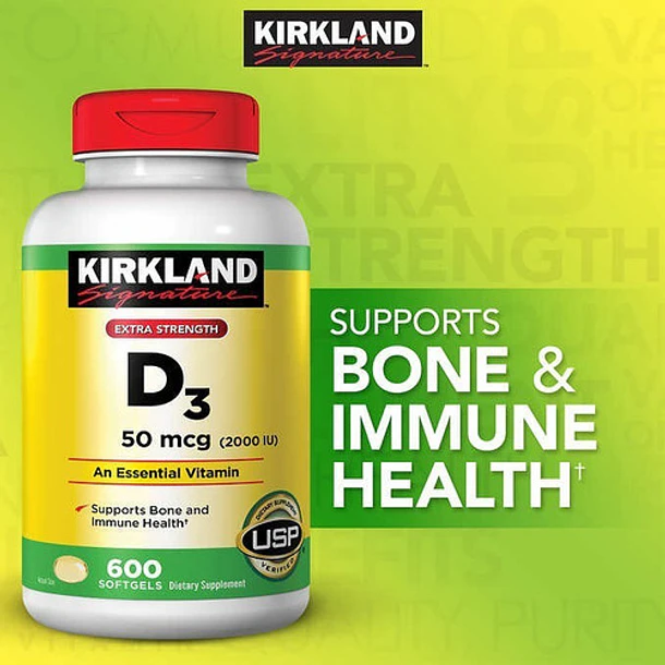 Vitamina D3 50mcg 2,000iu Ayuda Corazon Huesos 600 Softgels 4