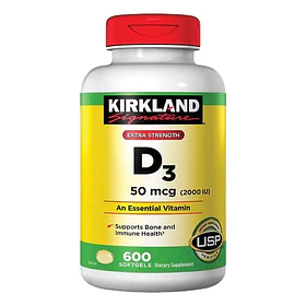Kirkland -vitamina D3 2.000 Ui 600 Softgels (sistema Inmune)
