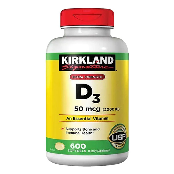 Kirkland -vitamina D3 2.000 Ui 600 Softgels (sistema Inmune) 1
