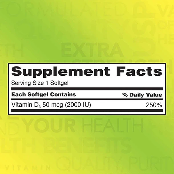 Kirkland -vitamina D3 2.000 Ui 600 Softgels (sistema Inmune) 3