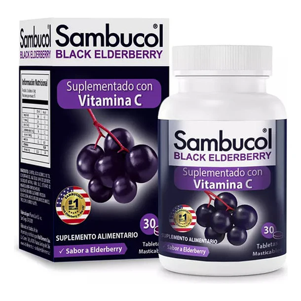 Sambucol- Sauco Negro+ Vitamina C 30 Tabletas Masticables 1