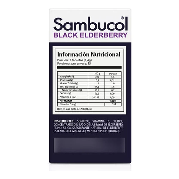 Sambucol- Sauco Negro+ Vitamina C 30 Tabletas Masticables 2
