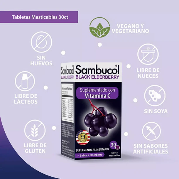 Sambucol- Sauco Negro+ Vitamina C 30 Tabletas Masticables 4