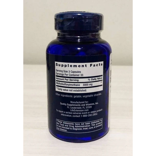 Msm 1000 Mg De Azufre Orgánico 100 Cápsulas Life Extension 3