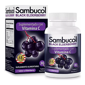 Sambucol- Sauco Negro+ Vitamina C 30 Tabletas Masticables Sabor N/a