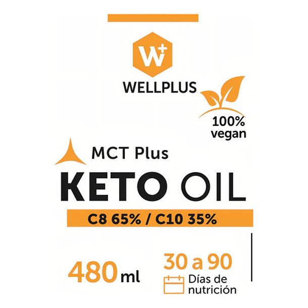 Keto Oil  Mct Plus 480 Ml. Wellplus. 100% Vegano 2