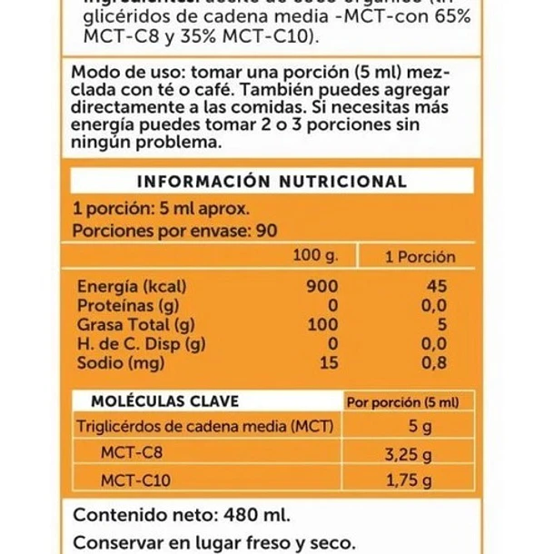 Keto Oil  Mct Plus 480 Ml. Wellplus. 100% Vegano 3