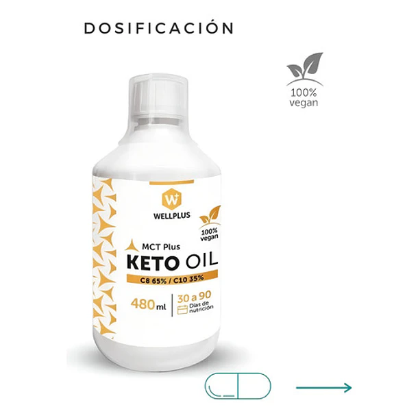 Keto Oil  Mct Plus 480 Ml. Wellplus. 100% Vegano 5