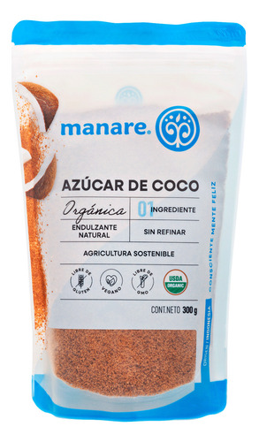 AZÚCAR DE COCO ORGÁNICA MANARE 300 GRS 6 UNIDS