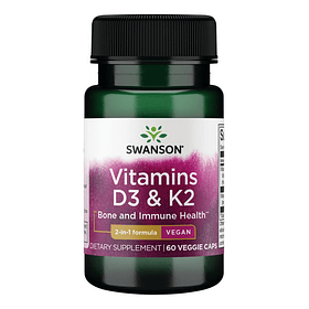 Swanson Vitamins D3 & K2 - 2,000 Iu & 75 Mcg 60 Veg Caps Sabor Sin Sabor